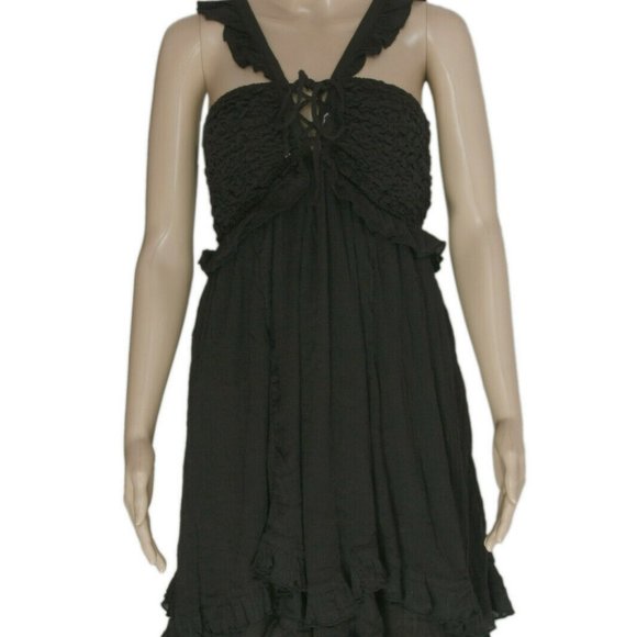 Free People Somewhere Tropical Mini Dress Black M - Picture 5 of 8